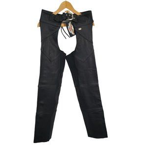 Harley Davidson NWT Womens Size M Chaps Motorcycle Pebbled Genuine Leather Black